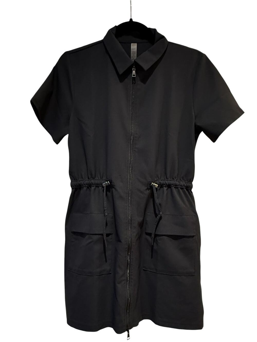 Beyond Yoga City Chic Mini Shirtdress Front Zip Drawstring Waist